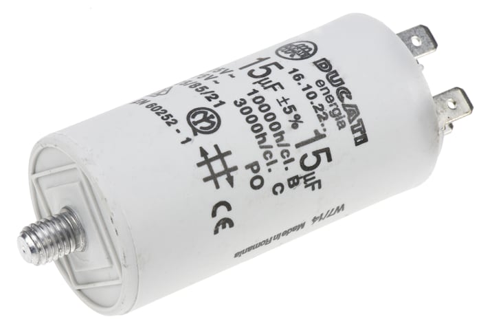 Ducati Energia 4.16.10 Polypropylene Film Capacitor, 450V ac, ±5%, 15μF, Stud Mount