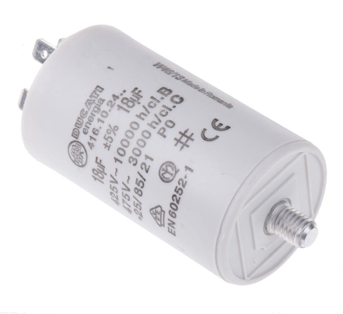 Ducati Energia 4.16.10 Polypropylene Film Capacitor, 450V ac, ±5%, 18μF, Stud Mount