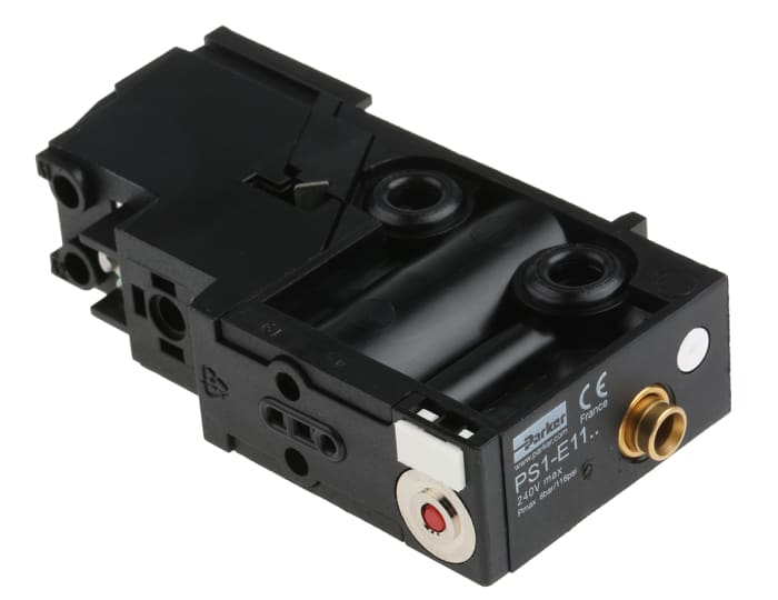 Electroválvula neumática Parker, Serie PS1, Función 3/2, Solenoide/Resorte, Colector de Carril DIN, 200l/min