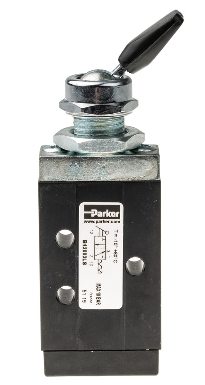 Parker Lever 3/2 Pneumatic Manual Control Valve B43 Series, G 1/8, 1/8in, III B