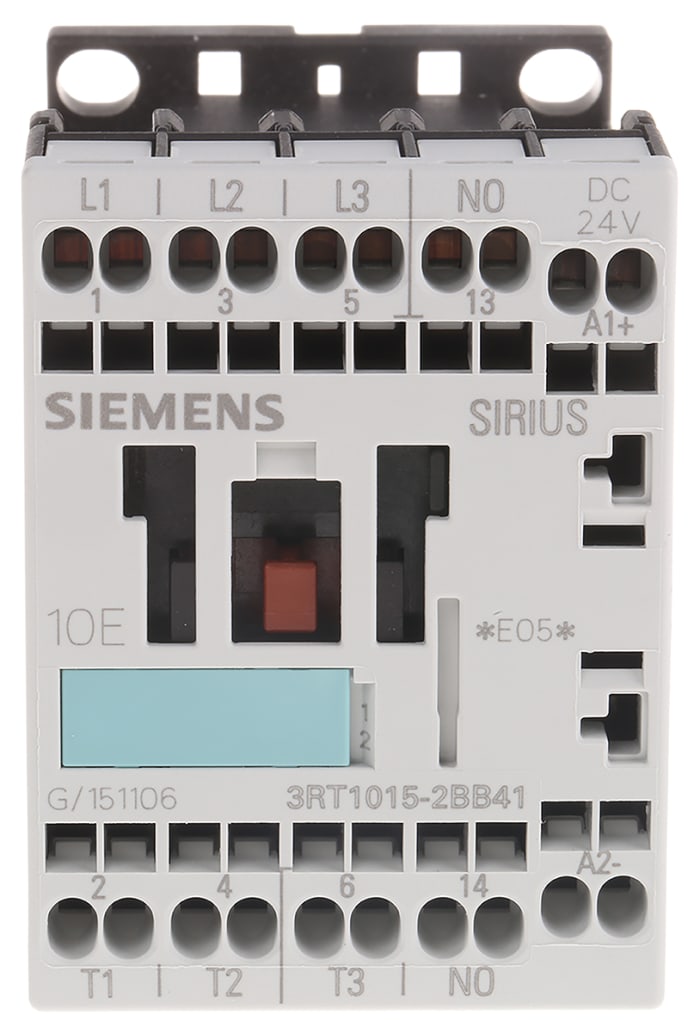 Siemens 3RT1 Series Contactor, 24 V dc Coil, 3-Pole, 7 A, 3 kW, 3NO, 400 V ac