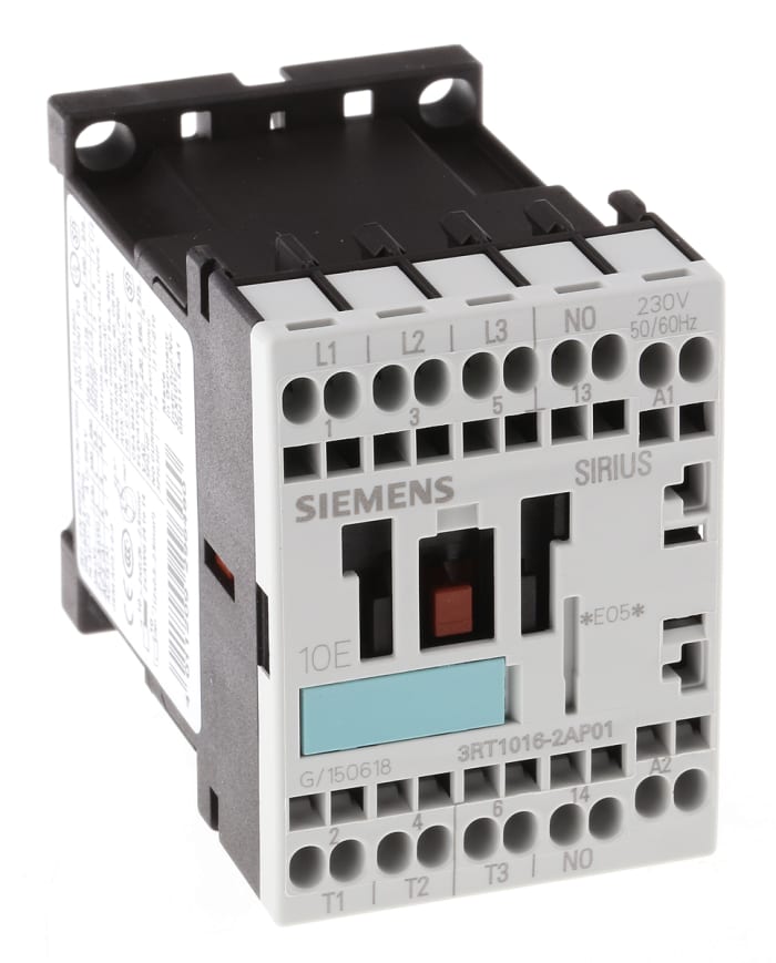 Siemens 3RT1 Series Contactor, 230 V ac Coil, 3-Pole, 9 A, 4 kW, 3NO, 400 V ac