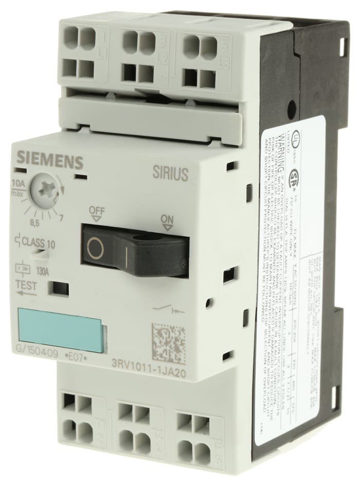 Siemens SIRIUS 690 V Motor Protection Circuit Breaker - 3P Channels, 7 → 10 A, 50 kA