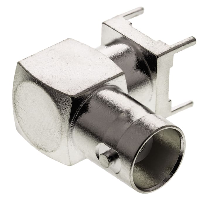 TE Connectivity Greenpar Series Right Angle 50Ω Through Hole Bulkhead Fitting BNC Connector, jack, Silver