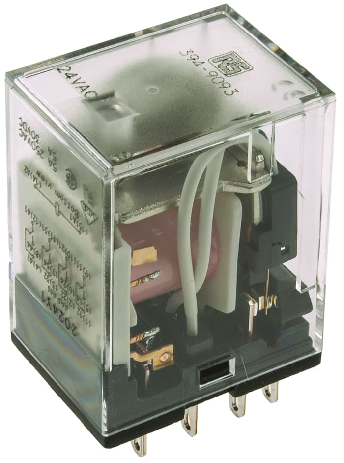 RS PRO Plug In Non-Latching Relay, 24V ac Coil, 5A Switching Current, 4PDT