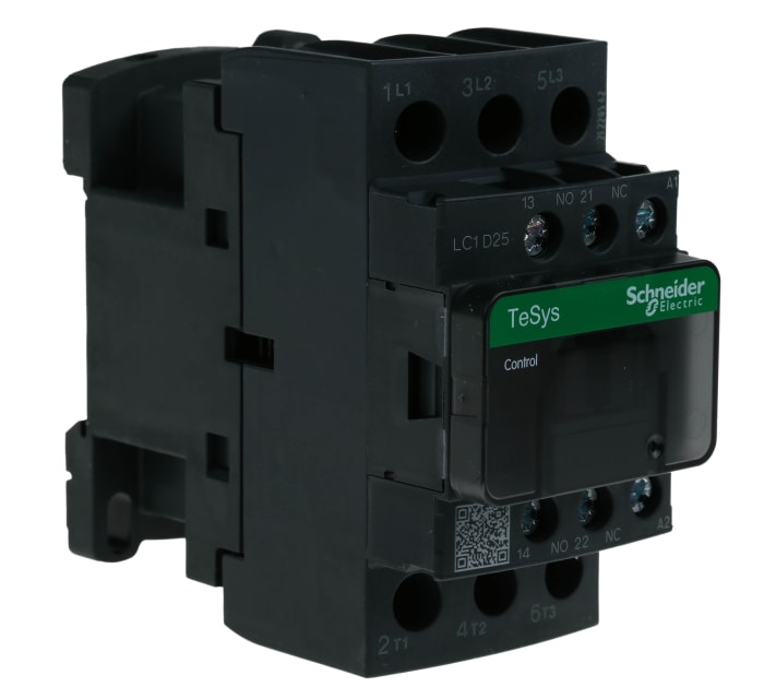Contacteur Schneider Electric série LC1D, 3 pôles , 3NO, 25 A, 230 V c.a., 11 kW