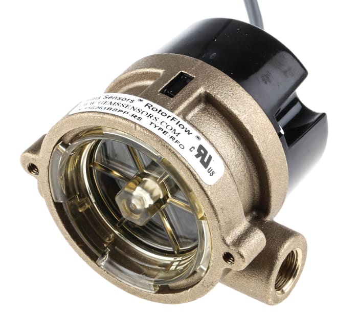 Gems Sensors RFO Series RotorFlow Electronic Flow Sensor for Liquid, 2 L/min Min, 20 L/min Max