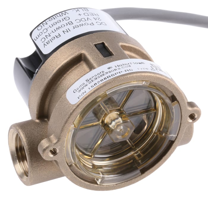 Gems Sensors RFS Series RotorFlow Electronic Flow Sensor for Liquid, 15 L/min Min, 75 L/min Max