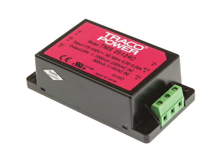 TRACOPOWER Embedded Switch Mode Power Supply SMPS, TMS 25124C, 24V dc, 1A, 25W, 1 Output, 110 → 375 V dc, 85