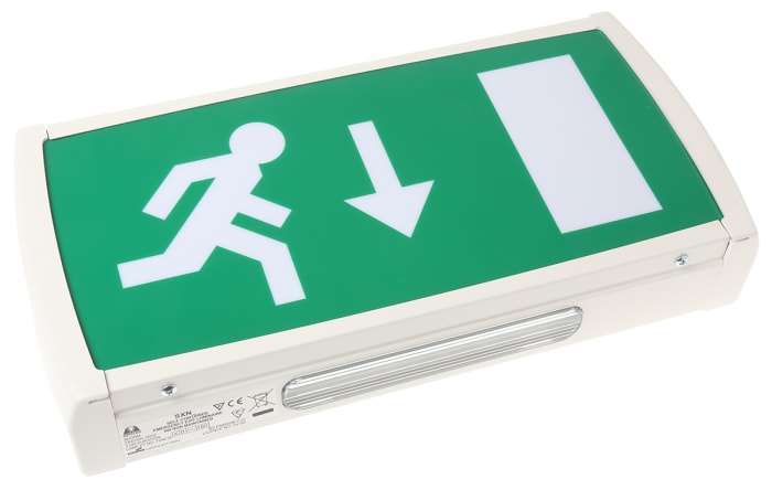 Menvier T5 Fluorescent Emergency Exit Sign, 3h Non Maintained, Down Arrow Graphic, 8 W, Wall Mount