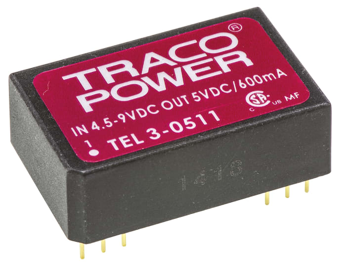 Convertisseur DC-DC TRACOPOWER TEL 3, Montage traversant, 3W, 1 sortie, 5V c.c., 600mA