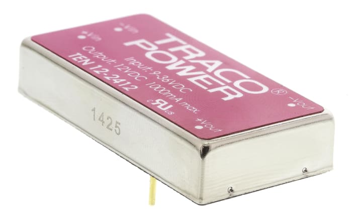 TRACOPOWER TEN 12 DC-DC Converter, 12V dc/ 1A Output, 9 → 36 V dc Input, 12W, Through Hole, +85°C Max Temp -40°C