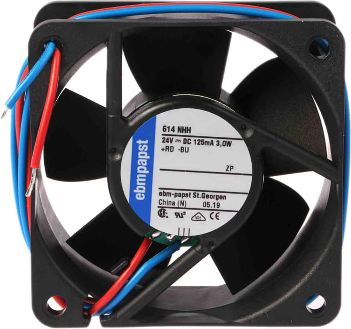 ebm-papst 600 N Series Axial Fan, 24 V dc, DC Operation, 56m³/h, 2.9W, 121mA Max, 60 x 60 x 25mm