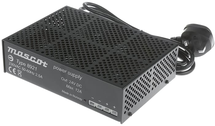 Mascot 270W Power Brick AC/DC Adapter 24V dc Output, 12A Output