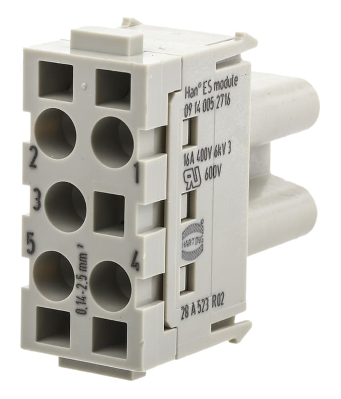 Napájecí konektor pro vysoké zatížení, řada: Han-Modular, Samice, počet kontaktů: 5, 16A, 400 V