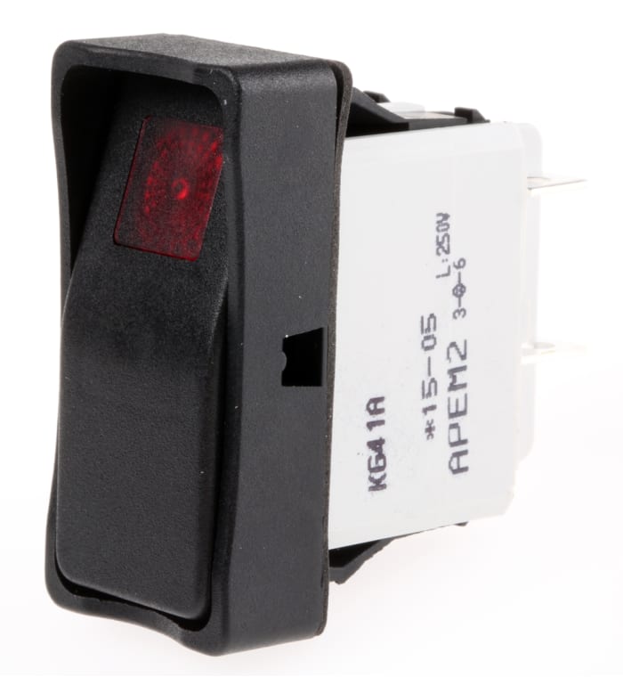 APEM Illuminated DPST, On-Off Rocker Switch Panel Mount