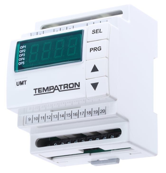 Tempatron UMT Series DIN Rail Mount Timer Relay, 110V ac, 1-Contact, 0.1 → 999.9 s, 00:01 → 99.59 h,