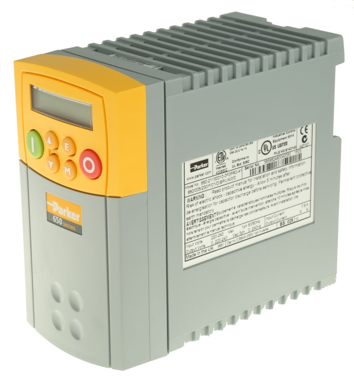 Parker Inverter Drive, 0.55 kW, 1 Phase, 230 V ac, 3 A, AC650 Series