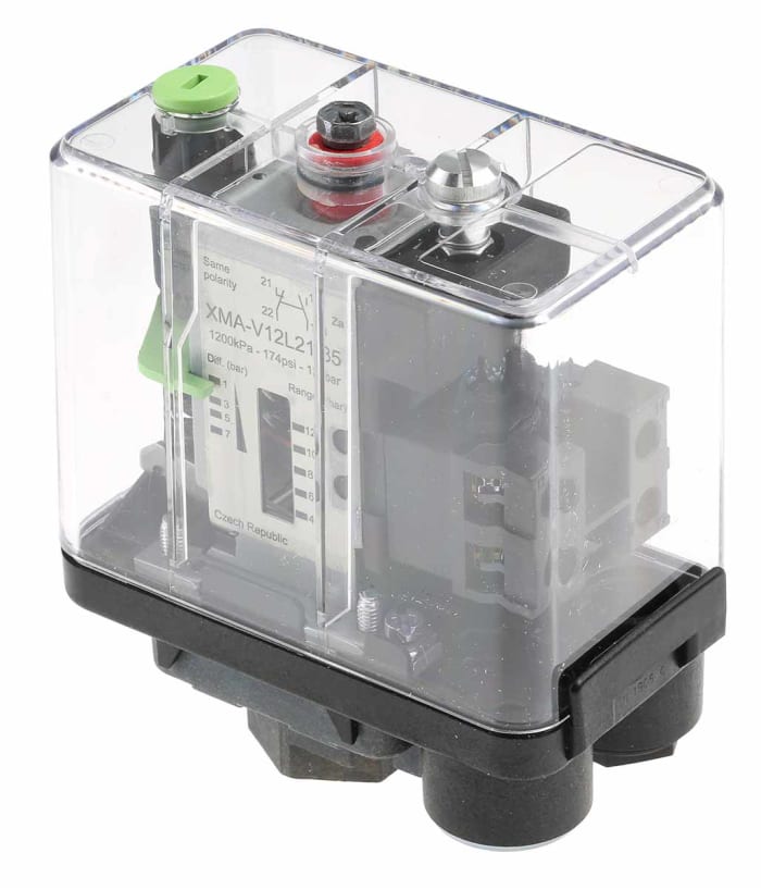 Telemecanique Sensors Pressure Sensor, 1.3bar Min, 12bar Max, Relay Output, Differential Reading