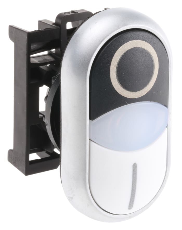 Tête de bouton poussoir Eaton, RMQ Titan M22 Noir/Blanc, Ø découpe 22mm, Momentané
