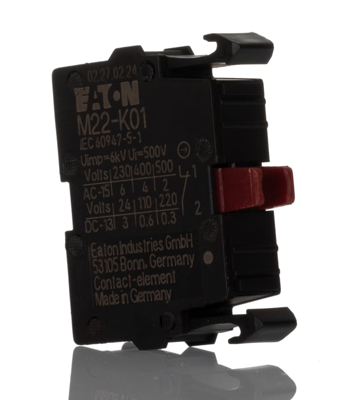 Eaton M22 Series Contact Block for Use with N(S)1(-4) Series, NZM1(-4) Series, PN1(-4) Series, 500V, 1NC