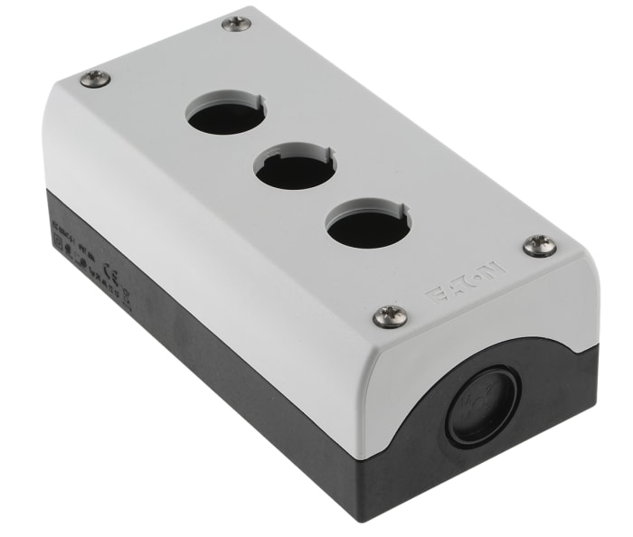 Eaton Grey Plastic M22 Push Button Enclosure - 3 Hole 22mm Diameter