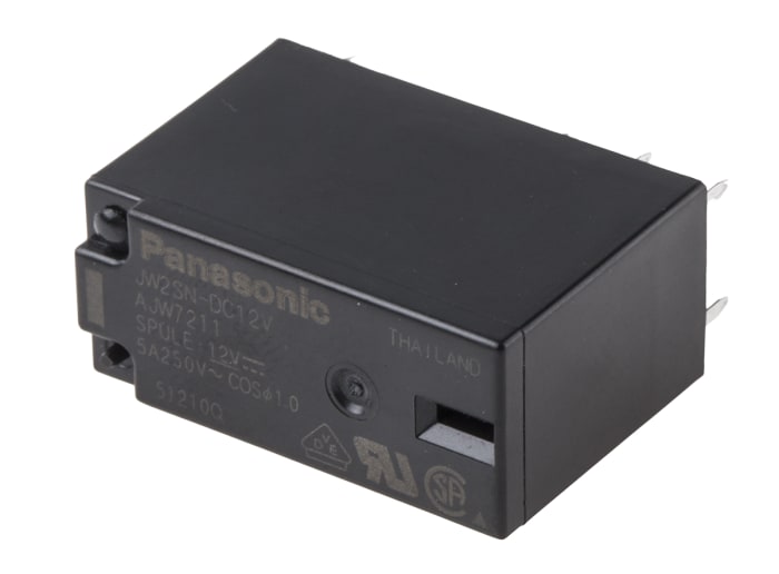 Panasonic PCB Mount Power Relay, 12V dc Coil, DPDT