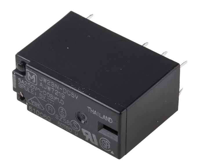 Panasonic PCB Mount Power Relay, 5V dc Coil, DPDT