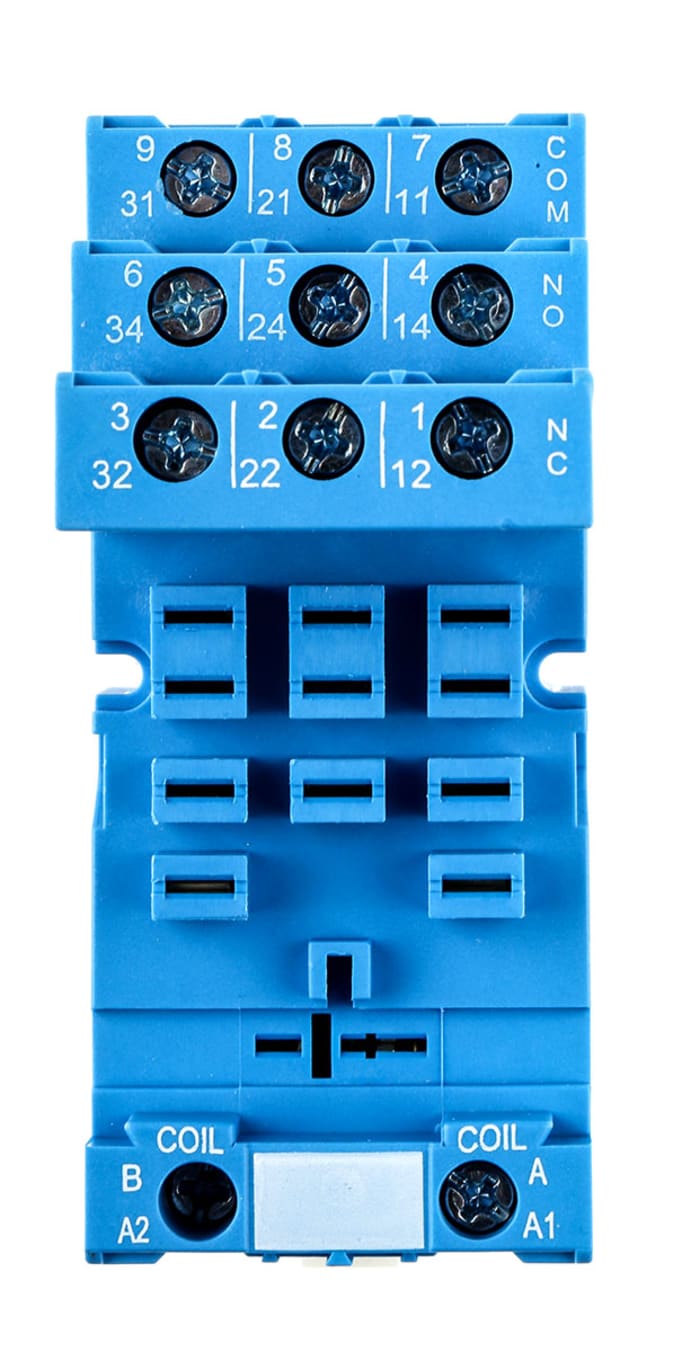 Support relais Finder série 92 11 contacts, Rail DIN, 250V c.a., pour 62,32, 62,33