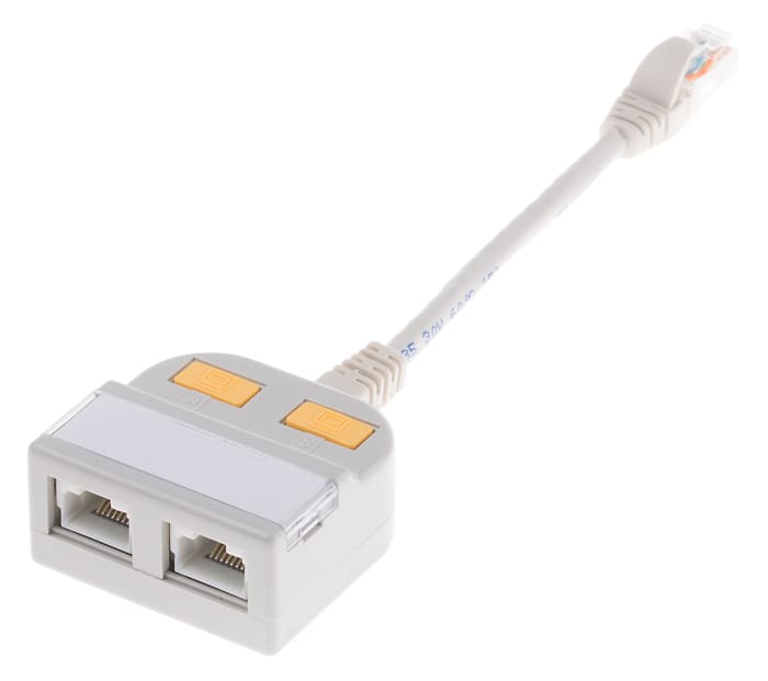Adaptador RJ RS PRO, interfaz RJ45, de Cat5, de 2 puertos, no apantallado, longitud 150 mm