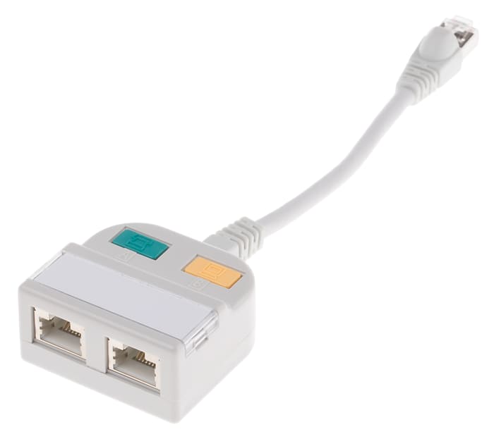 Adaptador RJ RS PRO, interfaz RJ45, de Cat5, de 2 puertos, apantallado, longitud 150 mm