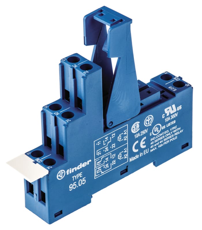 Finder 95 250V ac Screw Fitting Relay Socket, for use with 40.52, 40.61, 44.52, 44.62, 40.51 Series Relay