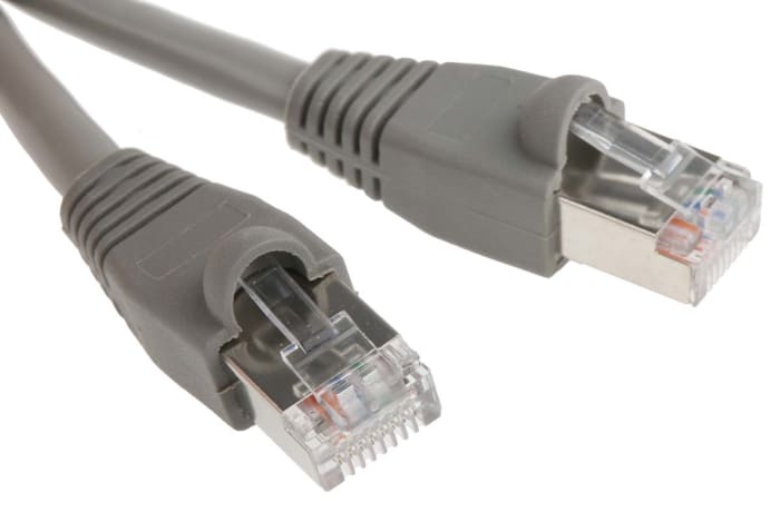 Cat5e Cable Ethernet U/FTP RS PRO de color Gris RJ45, long. 2 m Macho, funda de Cloruro de polivinilo RJ45 Macho
