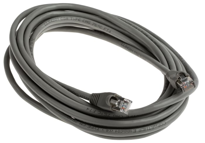 RS PRO, 5m Cat5e, Grey RJ45 to Male RJ45 Male, U/FTP Shielded, Terminated PVC Sheath