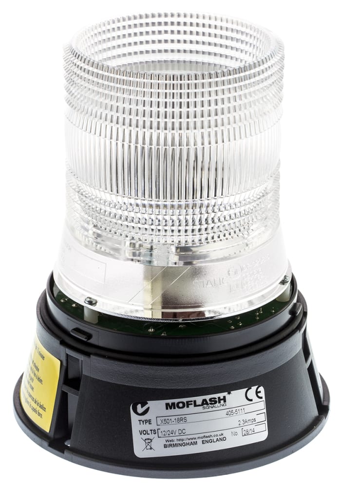 Balise clignotante au Xénon, sans lentille Moflash série X 501, 12 V c.c. ; 24 V c.c.