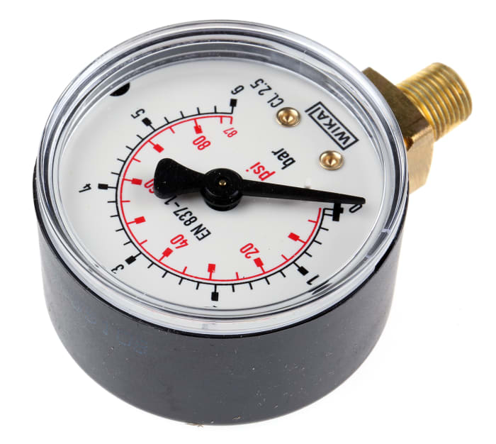 WIKA Analogue Pressure Gauge 6bar Bottom Entry 50mm Outside Diameter