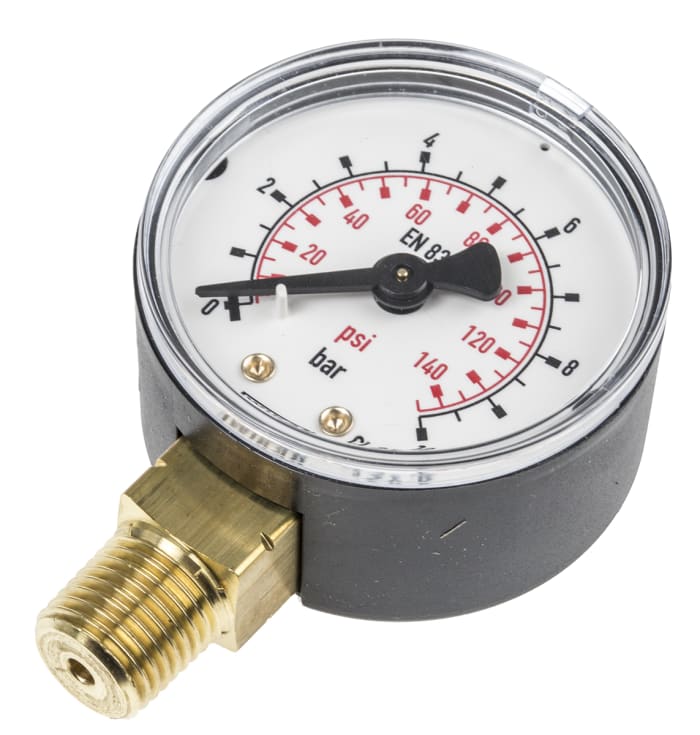 WIKA R 1/4 Analogue Pressure Gauge 10bar Bottom Entry 50mm Outside Diameter