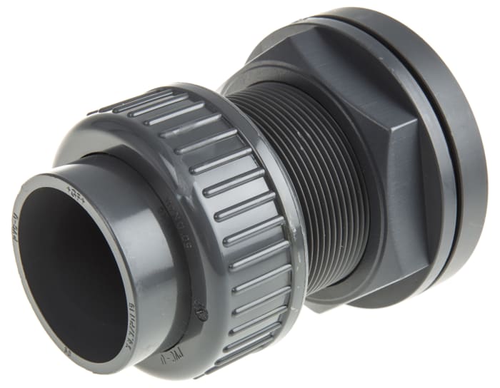 Georg Fischer Plastic Pipe Fitting, Straight Tank Adapter, 50mm to Cement 50mm