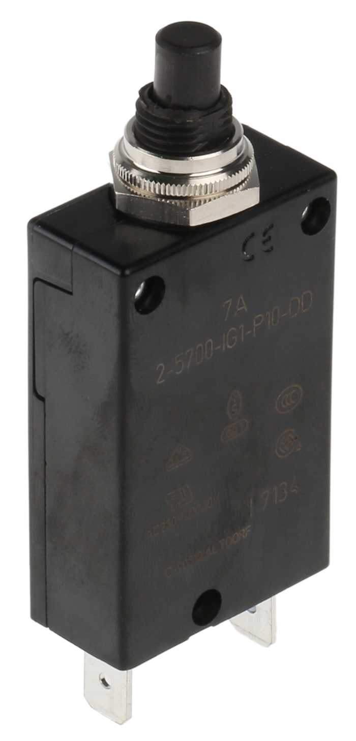 ETA Thermal Circuit Breaker - 2-5700 Single Pole 250V Voltage Rating Panel Mount, 7A Current Rating