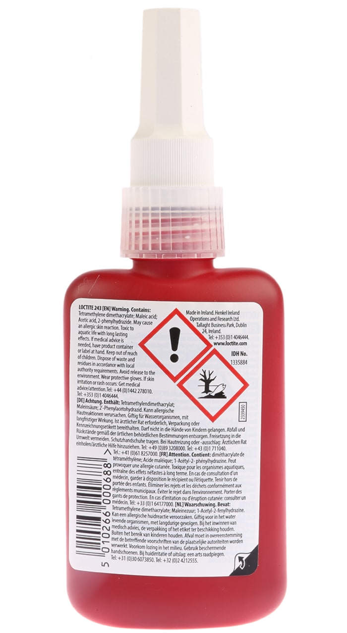 1335885 Loctite Loctite Loctite 243 Blue Threadlocking Adhesive, 50