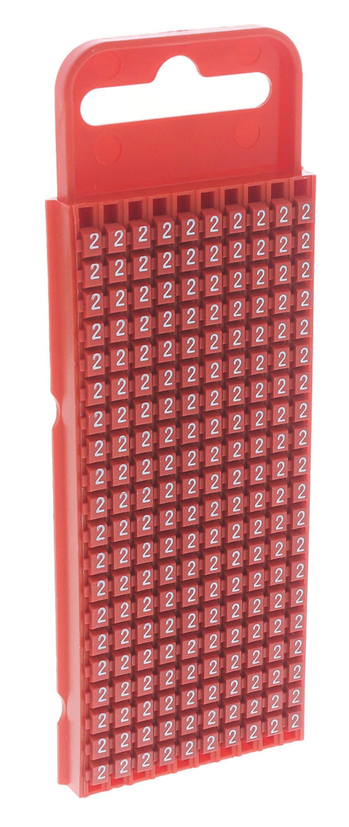 HellermannTyton WIC1 Snap On Cable Markers, Red, Pre-printed ""2"", 2 → 2.8mm Cable, 561-01622 WIC1-2-PA66-RD