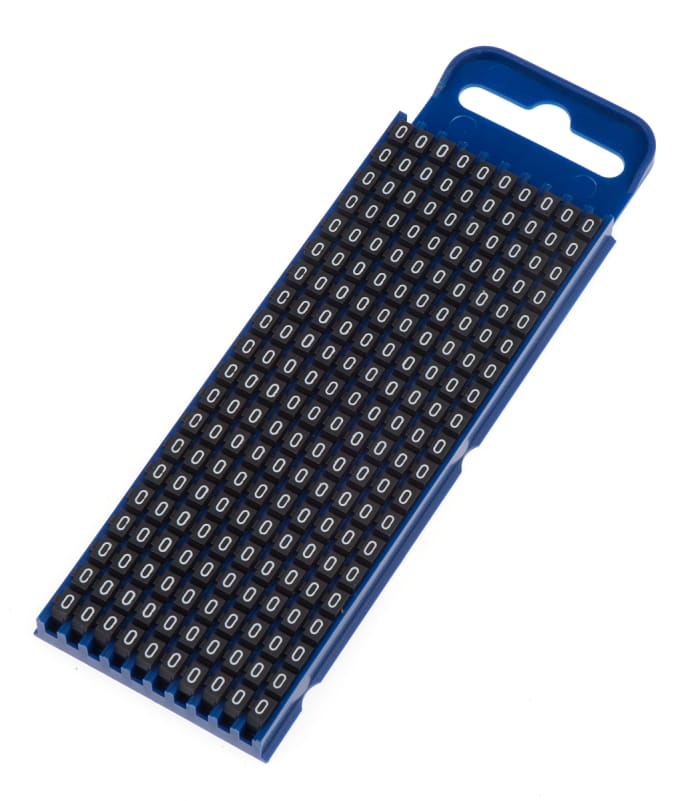HellermannTyton WIC2 Snap On Cable Markers, Black, Pre-printed ""0"", 2.8 → 3.8mm Cable, 561-02600 WIC2-0-PA66-BK