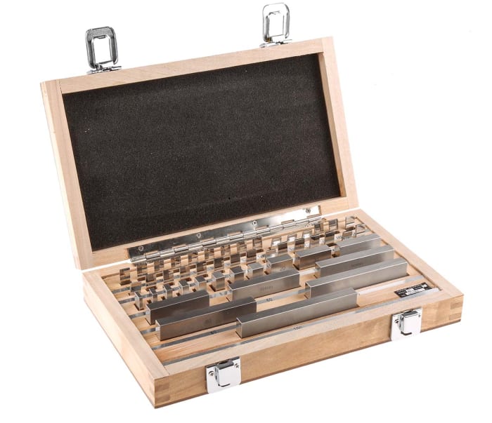 Jeu de blocs de jauges RS PRO, Métrique, 47 pieces, Acier, Etalonné UKAS