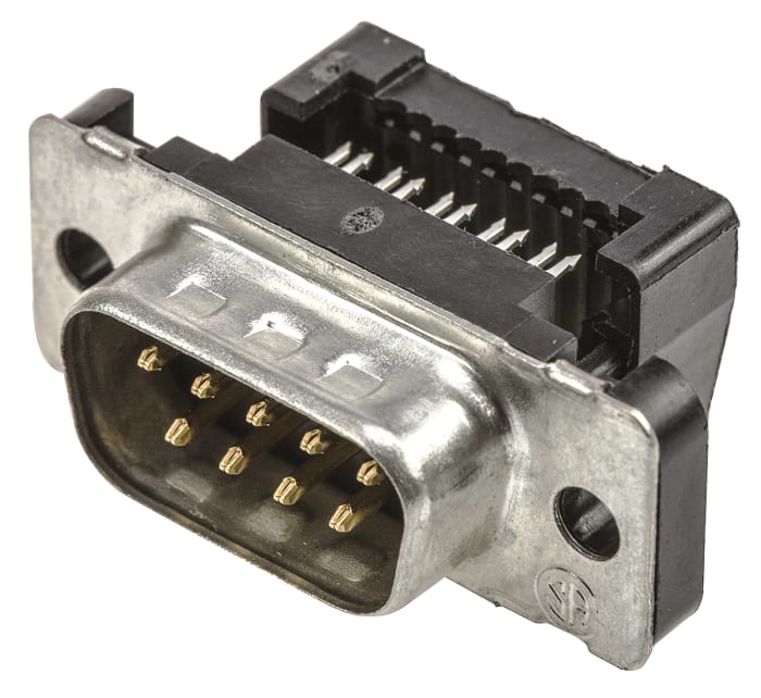 TE Connectivity Amplimite HDF-20 9 Way Right Angle Cable Mount D-sub Connector Plug, 2.76mm Pitch