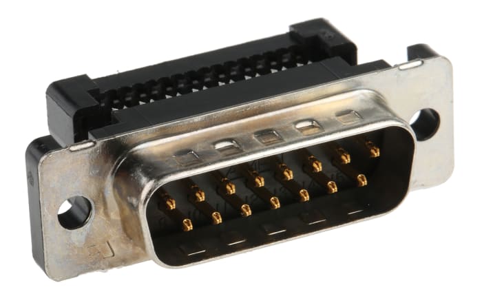 TE Connectivity Amplimite HDF-20 15 Way Right Angle Cable Mount D-sub Connector Plug, 2.76mm Pitch