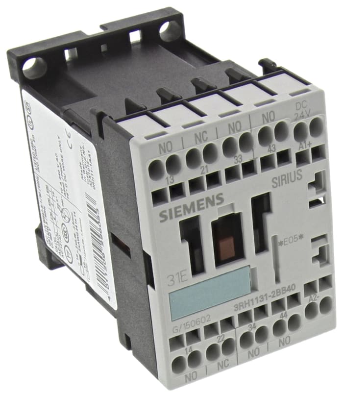 Siemens 3RH1 Series Contactor, 24 V dc Coil, 4-Pole, 10 A, 3NO, 220 V dc, 690 V ac