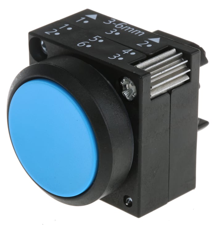 Siemens 3SB3 Series Blue Round, Momentary Actuation, 22mm Cutout