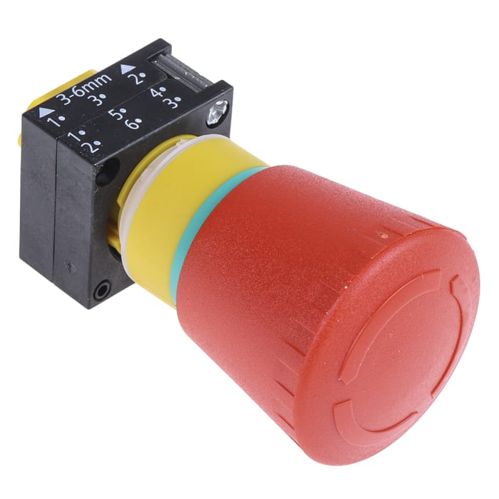 Siemens serie 3SB3, Ø 22mm, de color Rojo, Redondo, Enclavamiento, IP66