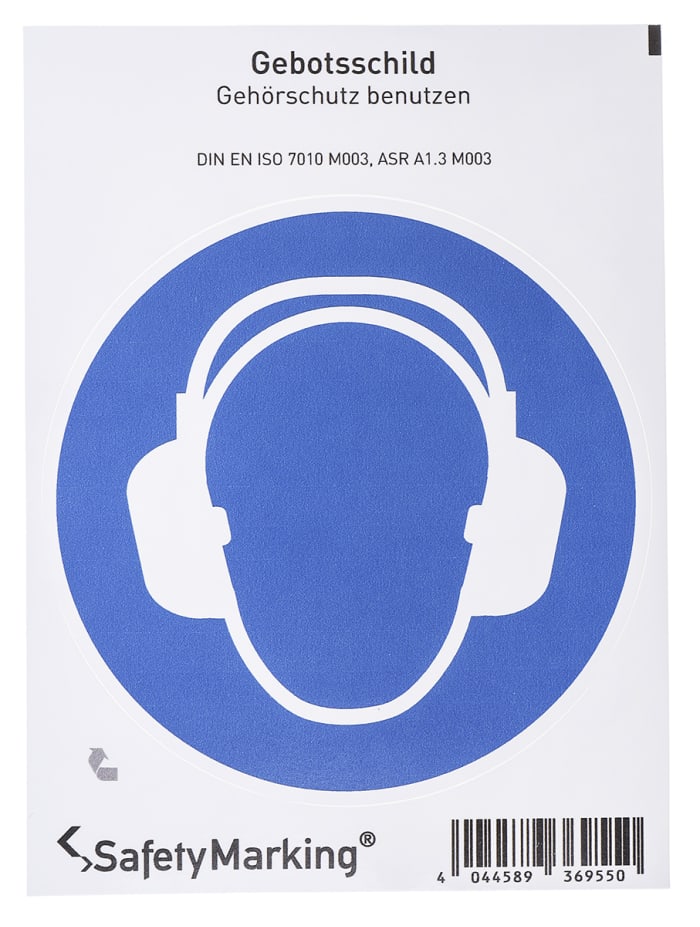 Wolk PVC Mandatory Ear Protection Sign With Pictogram Only Text