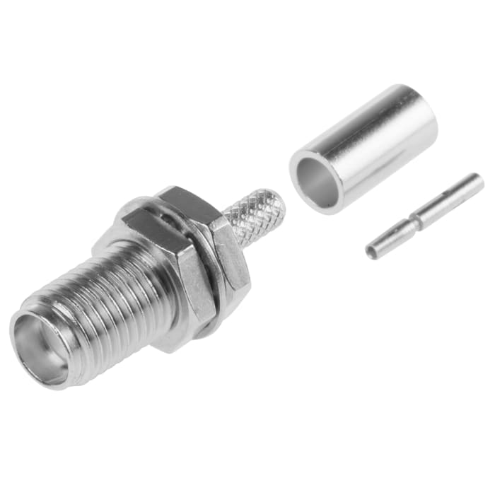 Connecteur SMA Radiall Femelle Droit, raccordement A sertir 50Ω Montage panneau